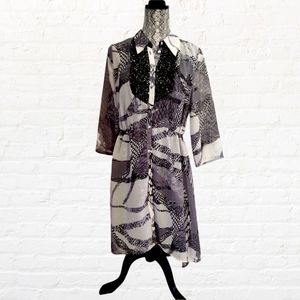 Kirna Zabete retro print button down dress